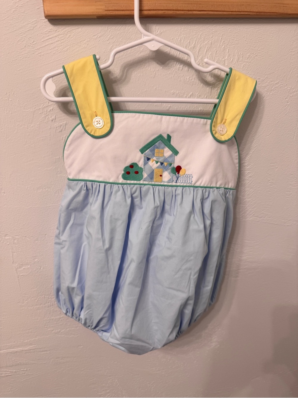 Toddler Bany Vintage Style Button Bubble Romper with House Appliqués 3T EUC - Picture 2 of 10